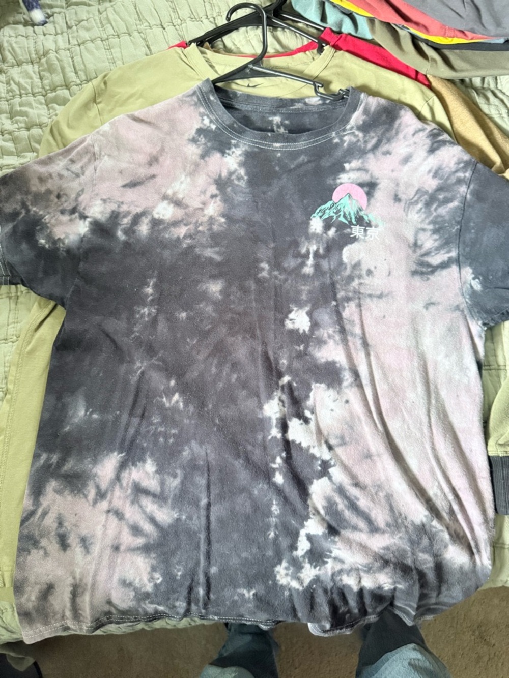 Tie-Dye Mountain Graphic Tee - Black & Pink
